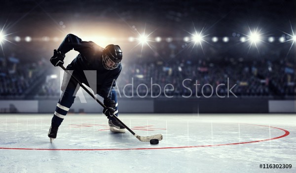 Picture of Hockey player on ice Mixed media